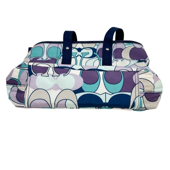 Coach Kyra Scarf Print C Signature Tote Bag Purple/Blue Vintage - No Strap - Picture 8 of 12
